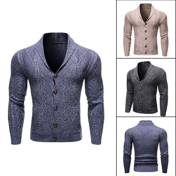 Muški pleteni prsluk s džepovima i gumbima