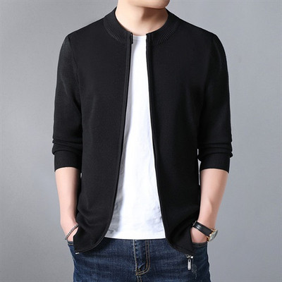 Férfi őszi kardigán cipzárral