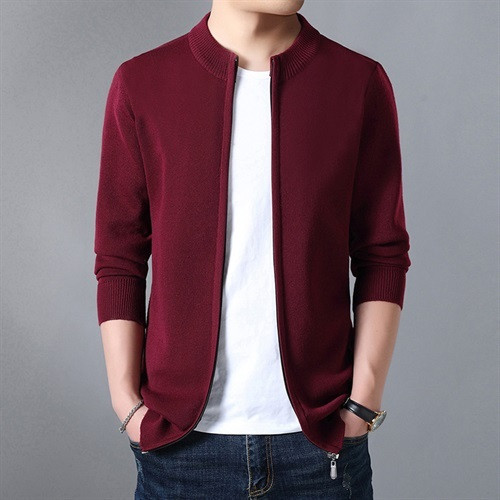 Férfi őszi kardigán cipzárral