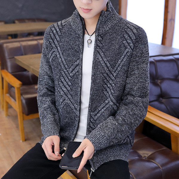 Ανδρική πλεκτή ζακέτα με φερμουάρ