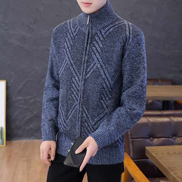 Ανδρική πλεκτή ζακέτα με φερμουάρ