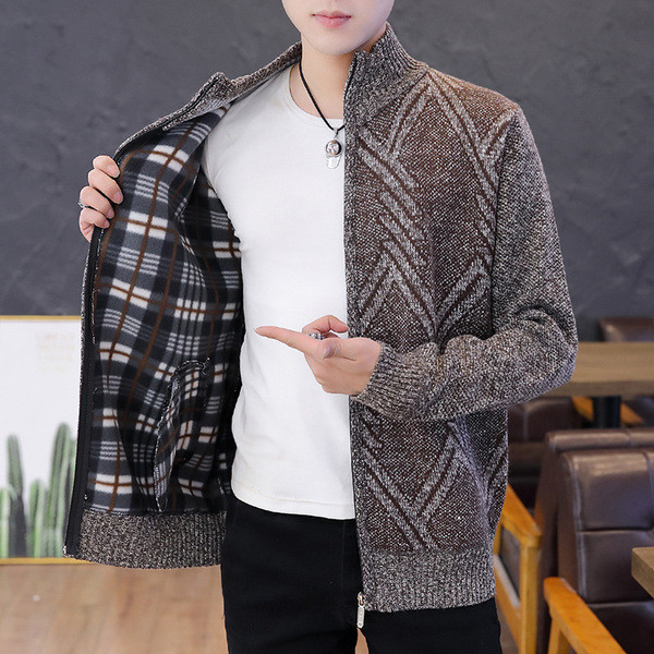 Ανδρική πλεκτή ζακέτα με φερμουάρ