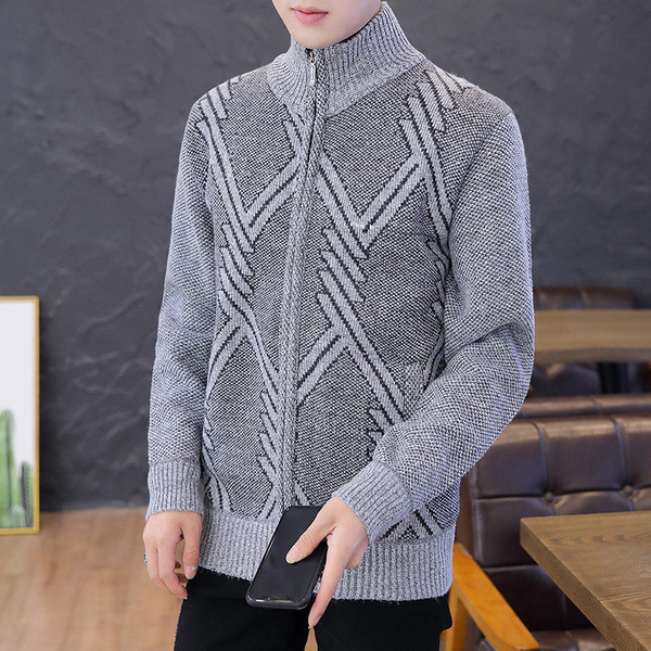 Ανδρική πλεκτή ζακέτα με φερμουάρ