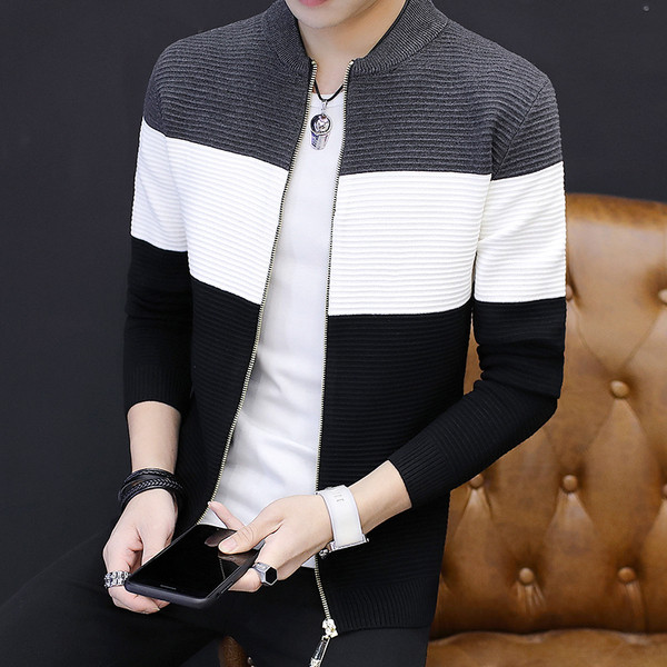 Napi csíkos férfi mellény cipzárral