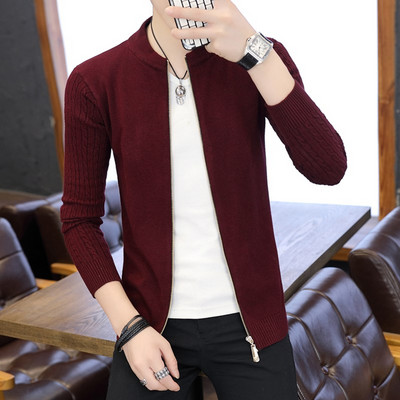 Ανδρική καθημερινή μοντέρνα πλεκτή ζακέτα με στρογγυλή λαιμόκοψη