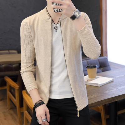 Ανδρική καθημερινή μοντέρνα πλεκτή ζακέτα με στρογγυλή λαιμόκοψη