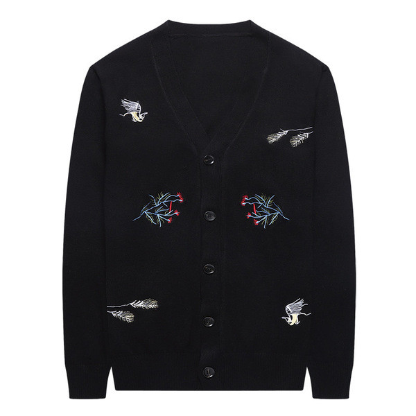 Kötött férfi kardigán hímzéssel és gombokkal