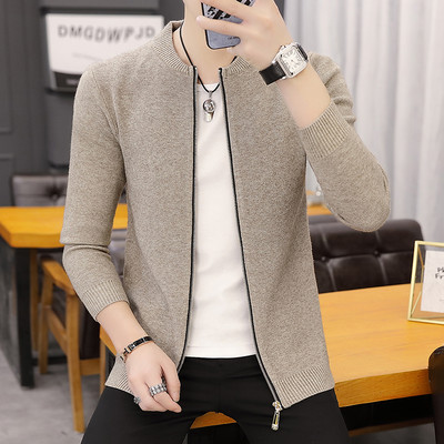 Új modell férfi kötött mellény cipzárral és kerek nyakkivágással