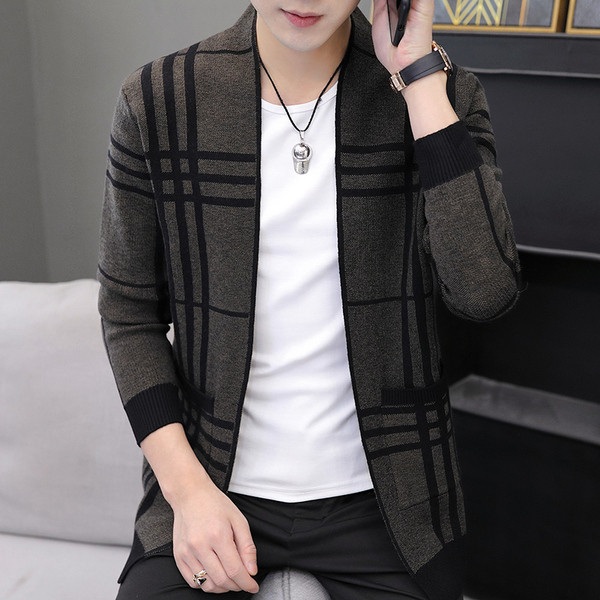 Modern, hosszú ujjú férfi kötött kardigán