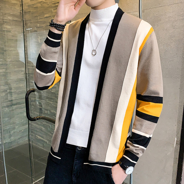 Vékony kötésből készült alkalmi férfi kardigán - többféle modell