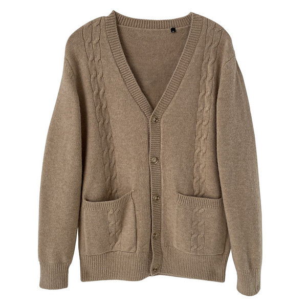 Ležeran muški pleteni kardigan s džepovima i gumbima