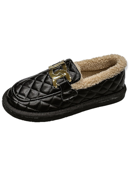 Alkalmi női cipő fém csattal és meleg béléssel