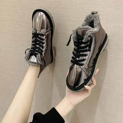 Casual γυναικεία παπούτσια με γούνα και κορδόνια