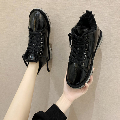 Casual γυναικεία παπούτσια με γούνα και κορδόνια