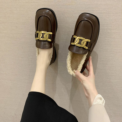 Έκο δερμάτινα παπούτσια μοντέρνα με γούνα