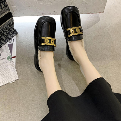 Έκο δερμάτινα παπούτσια μοντέρνα με γούνα