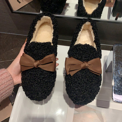 Γυναικεία καθημερινά χνουωτά παπούτσια με κορδέλα