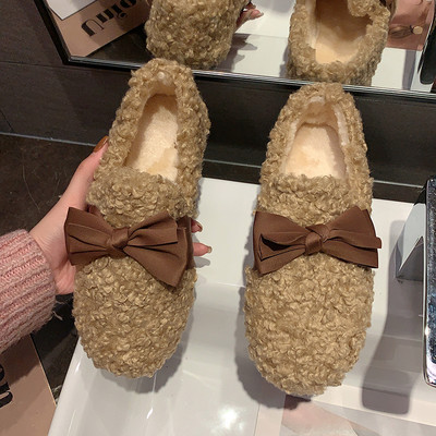 Γυναικεία καθημερινά χνουωτά παπούτσια με κορδέλα