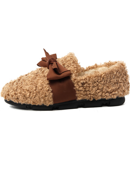 Γυναικεία καθημερινά χνουωτά παπούτσια  με κορδέλα