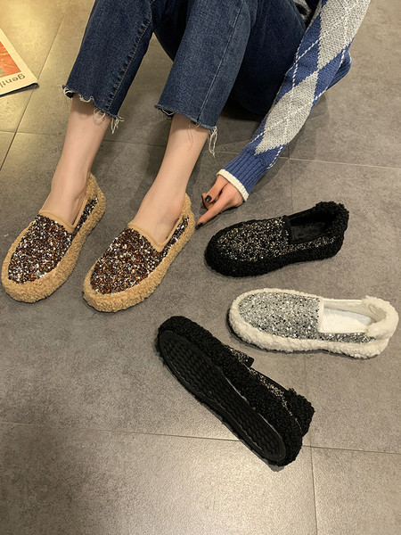 Ženske casual cipele sa sjajnim česticama - ravni potplat