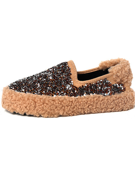 Ženske casual cipele sa sjajnim česticama - ravni potplat