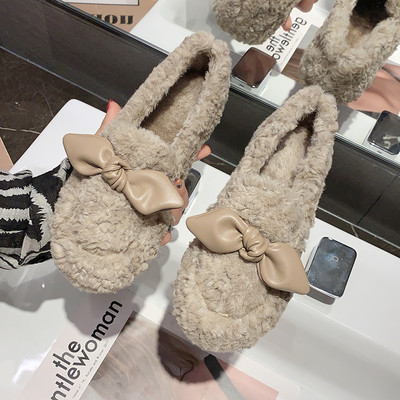 Plüss női alkalmi cipő szalaggal