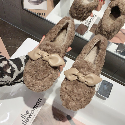 Plüss női alkalmi cipő szalaggal