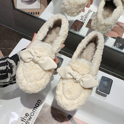 Plüss női alkalmi cipő szalaggal