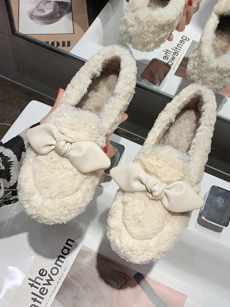 Plüss női alkalmi cipő szalaggal