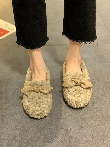 Plüss női alkalmi cipő szalaggal