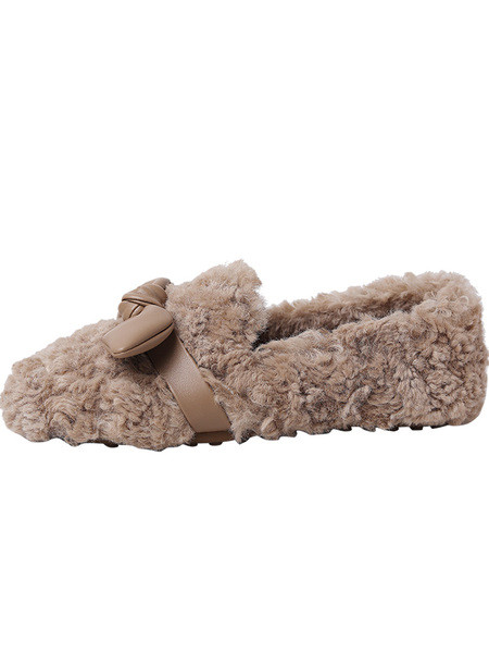 Plüss női alkalmi cipő szalaggal