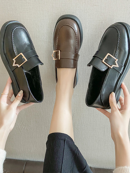 Pantofi moderni de dama din piele ecologica cu catarama