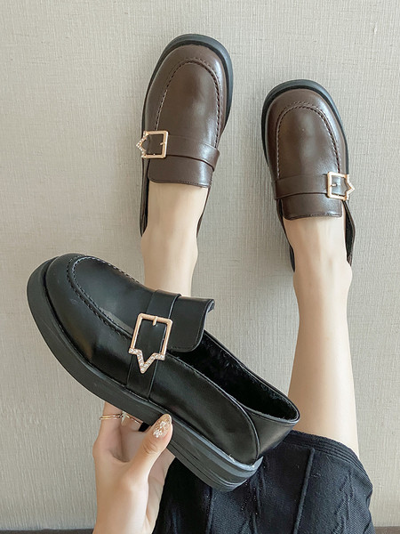 Pantofi moderni de dama din piele ecologica cu catarama