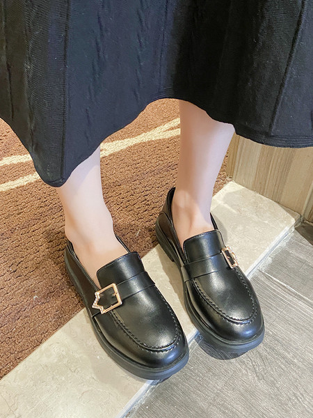 Pantofi moderni de dama din piele ecologica cu catarama