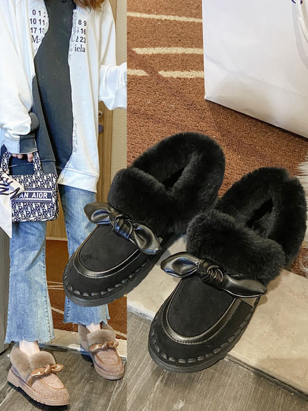 Öko velúrból készült őszi-téli női cipő pehellyel és szalaggal