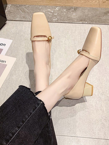 Női alkalmi cipő pánttal és szögletes sarokkal