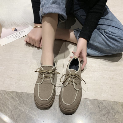 Casual γυναικεία παπούτσια από βελούδο με κορδόνια και επίπεδη σόλα