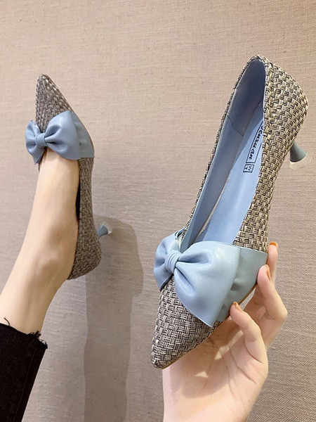 Új modell elegáns női hegyes cipő szalaggal