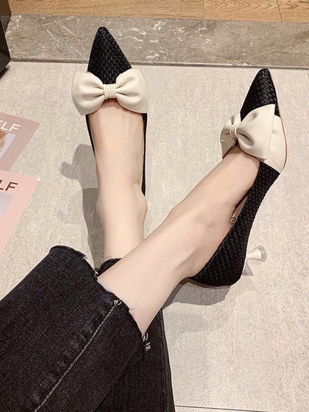 Új modell elegáns női hegyes cipő szalaggal