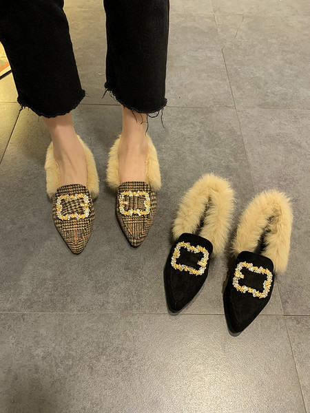 Izoštrene ženske karirane casual cipele s perom