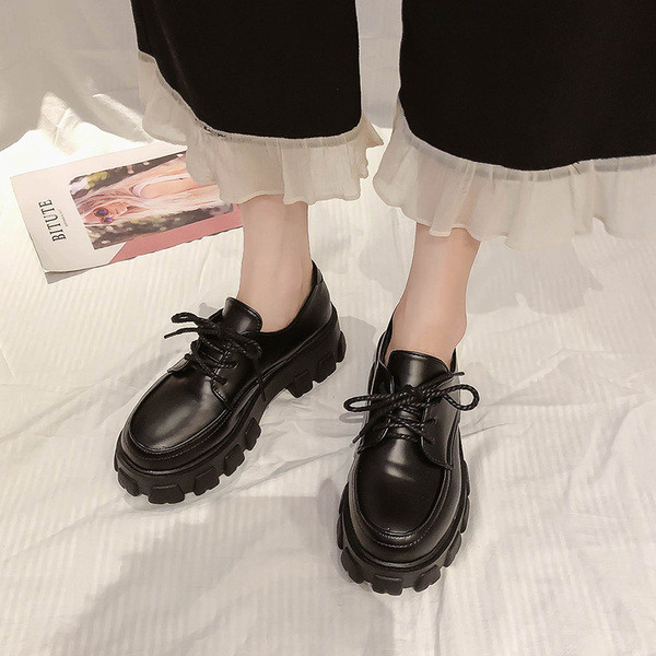 Ženske kožne casual cipele s vezicama i grubim potplatom