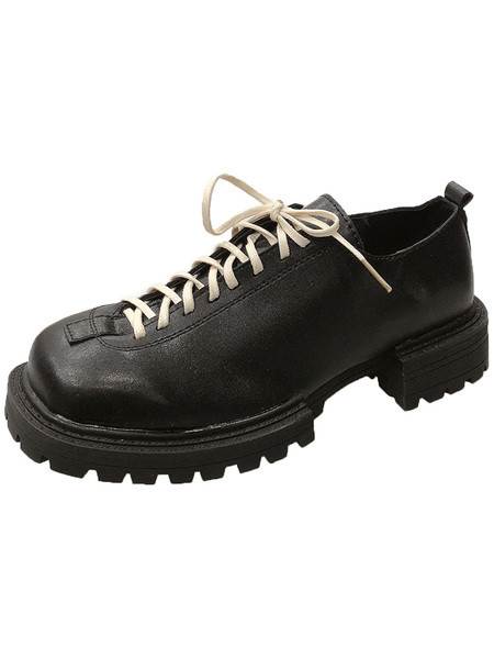Fekete bőr cipő fűzős télre