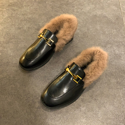 Casual γυναικεία παπούτσια με γούνα - δύο μοντέλα