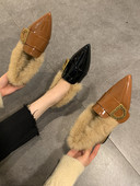 Alkalmi női hegyes cipő alacsony vastag 4 cm-es sarokkal