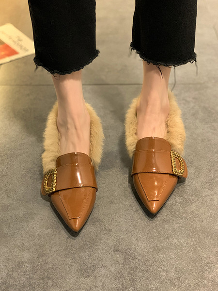 Alkalmi női hegyes cipő alacsony vastag 4 cm-es sarokkal