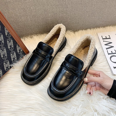 Ženske kožne cipele s toplom postavom u smeđoj i crnoj boji