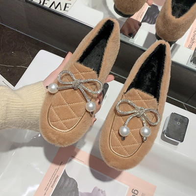 Modern női alkalmi cipő szalaggal - lapos talppal