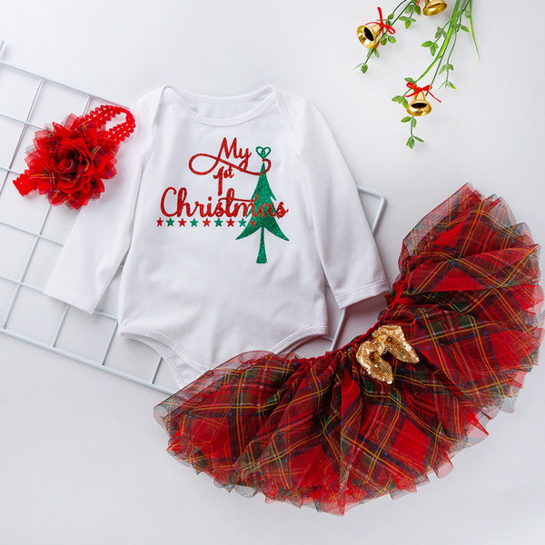 Baba karácsonyi test és szoknya készlet