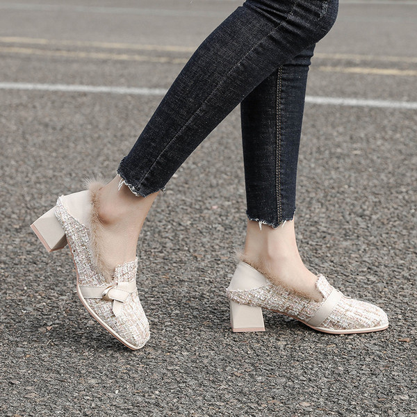 Női alkalmi cipő pehely és alacsony sarkú