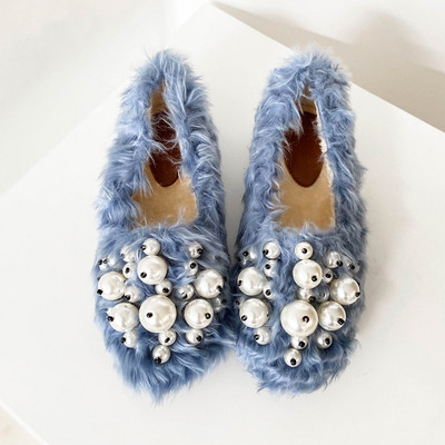 Új modell női pehelycipő lapos talppal és gyöngyökkel